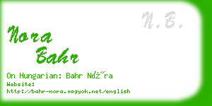 nora bahr business card